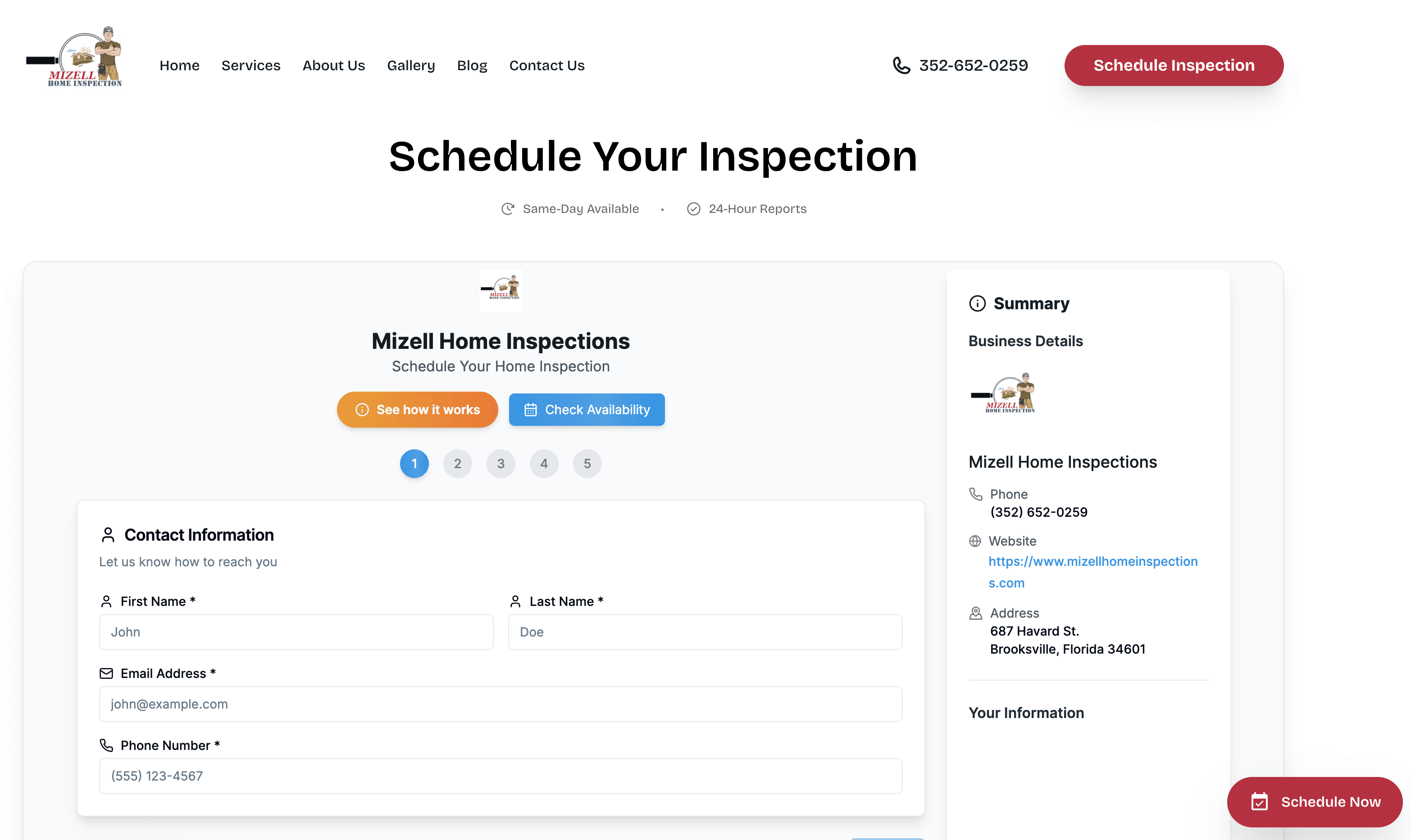 Online Booking Widget feature