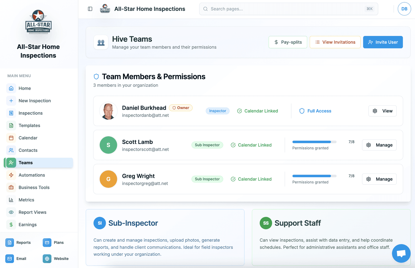 Multi-Inspector Team feature