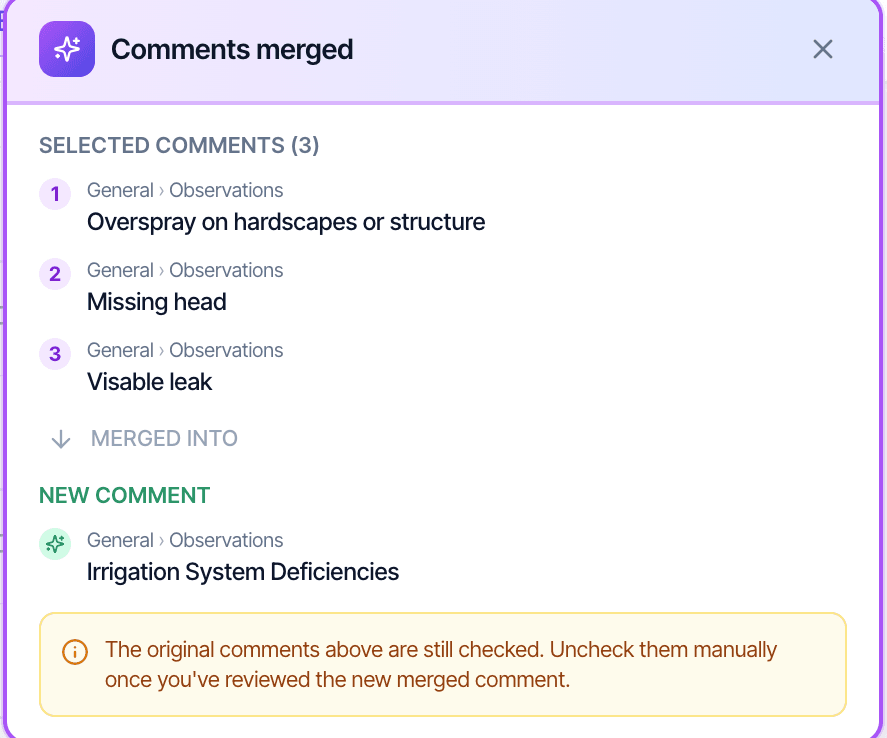 AI Comment Merge feature