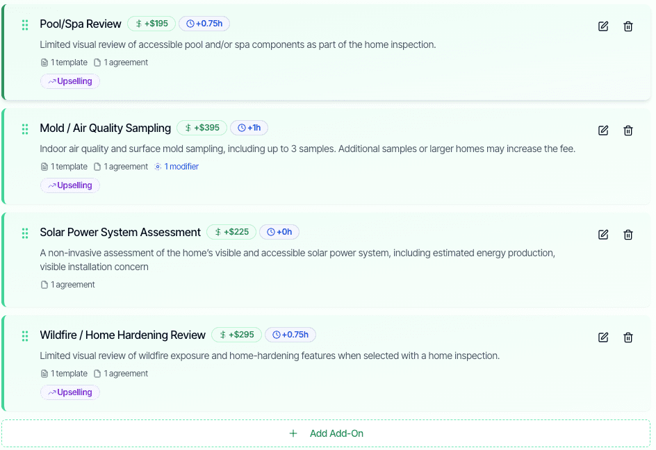 Upsells feature